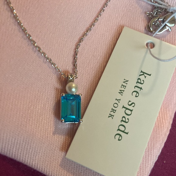Kate Spade baguette cz & imitation pearl necklace NWT - Picture 2 of 3